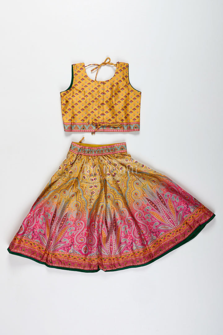 Yellow Girls Lehenga Choli For Festive Occasions Vibrant Silk Outfit With Traditional Prints