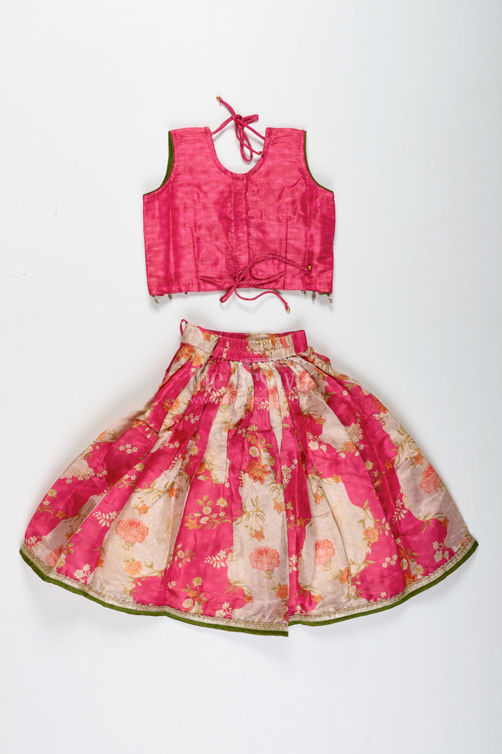 Girls Pink Floral Lehenga Choli For Birthday Parties And Poojas