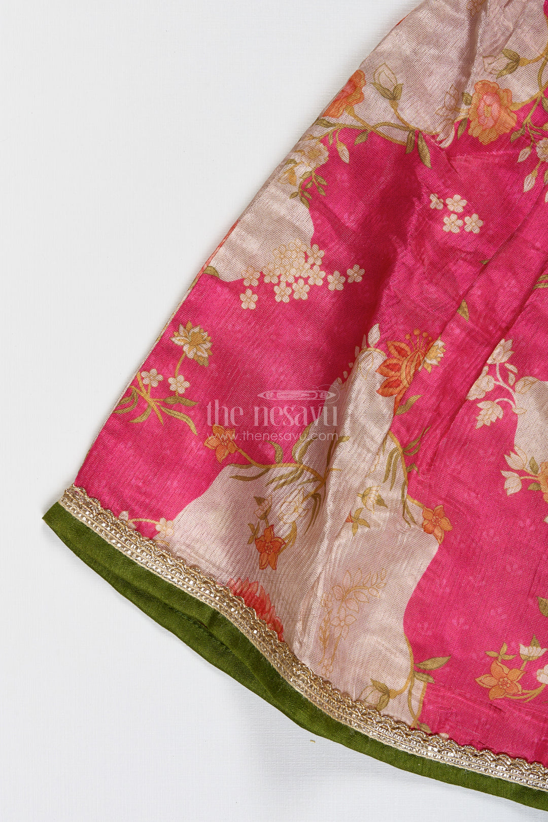 Girls Pink Floral Lehenga Choli For Birthday Parties And Poojas