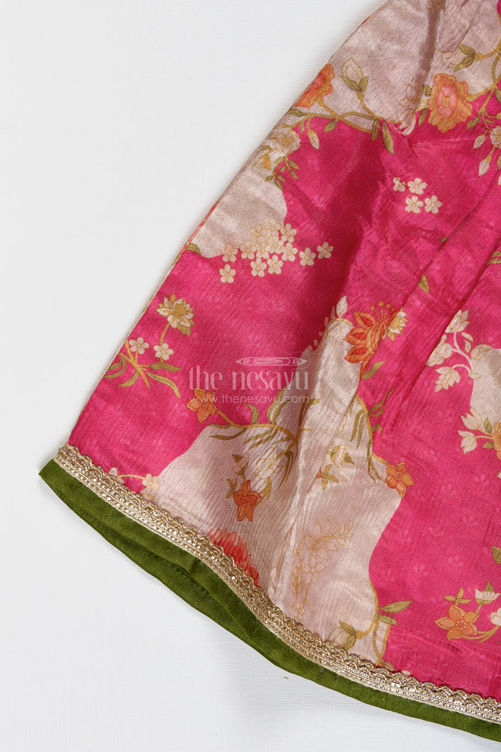 Girls Pink Floral Lehenga Choli For Birthday Parties And Poojas