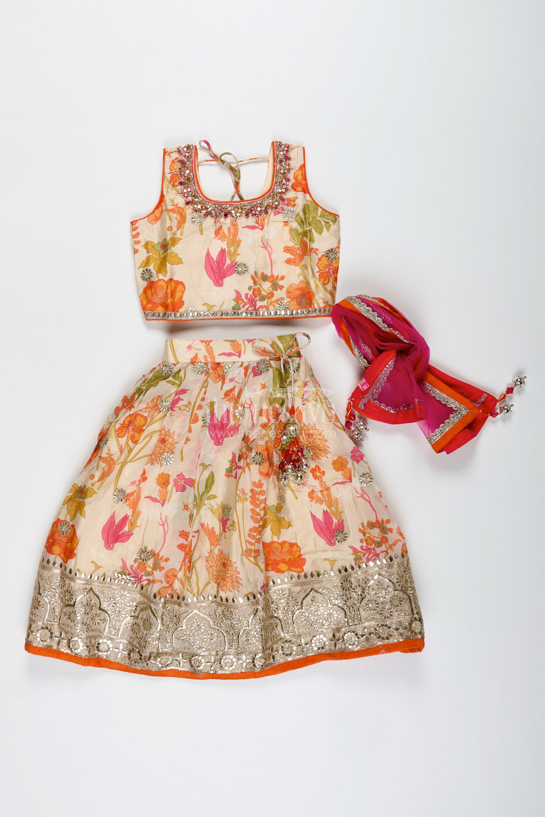 Floral Printed Girls Lehenga Choli For Daytime Weddings And Poojas