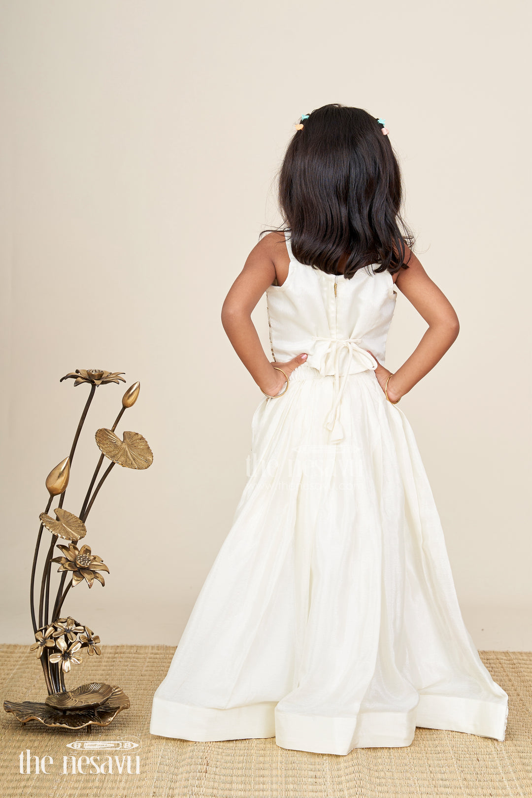 Fancy lehenga for baby girls with pastel embroidery and organza dupatta