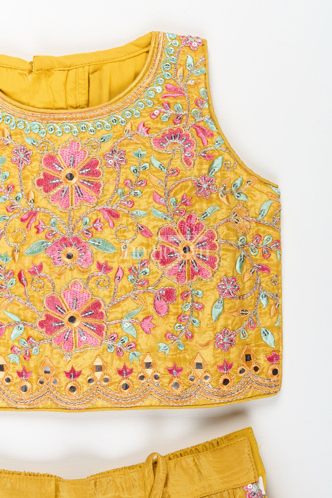 Girls mustard yellow lehenga choli for weddings and festive celebrations