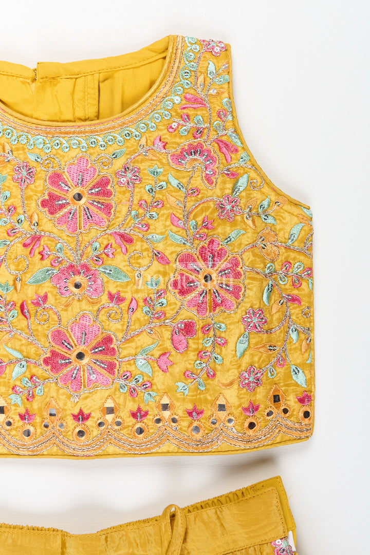 Girls mustard yellow lehenga choli for weddings and festive celebrations