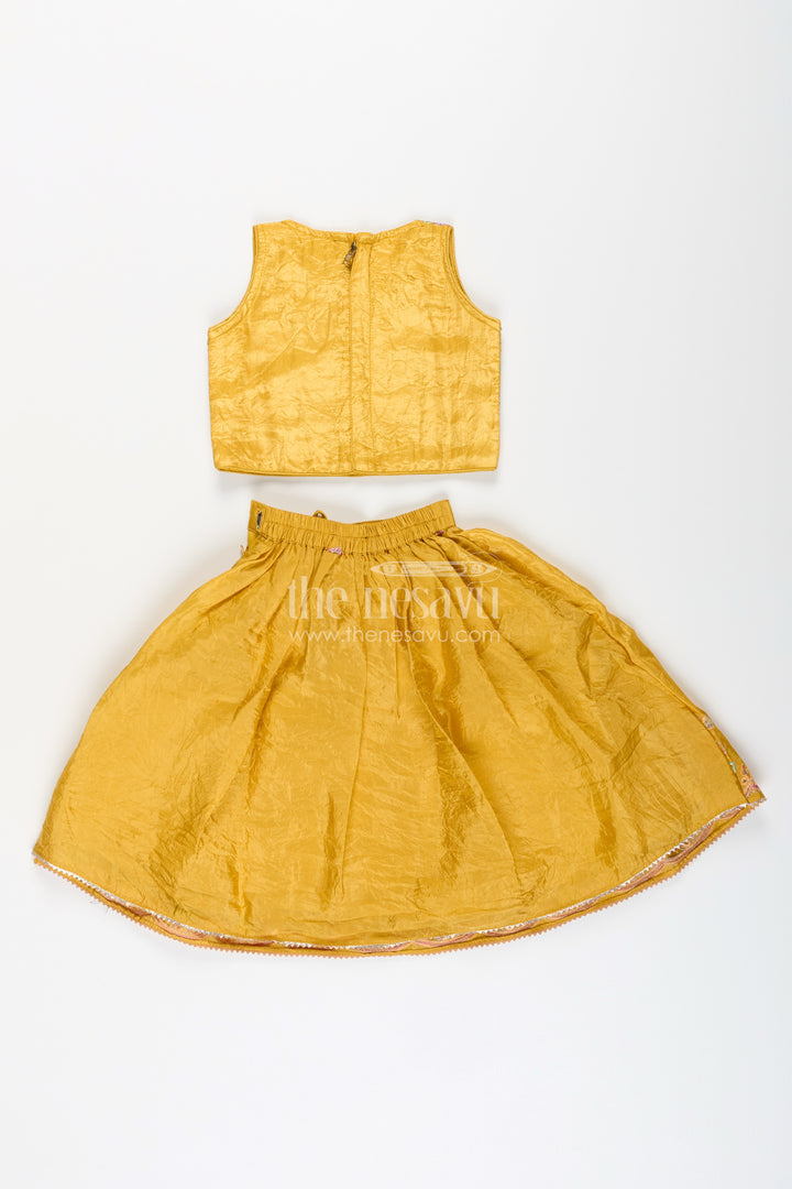 Girls mustard yellow lehenga choli for weddings and festive celebrations