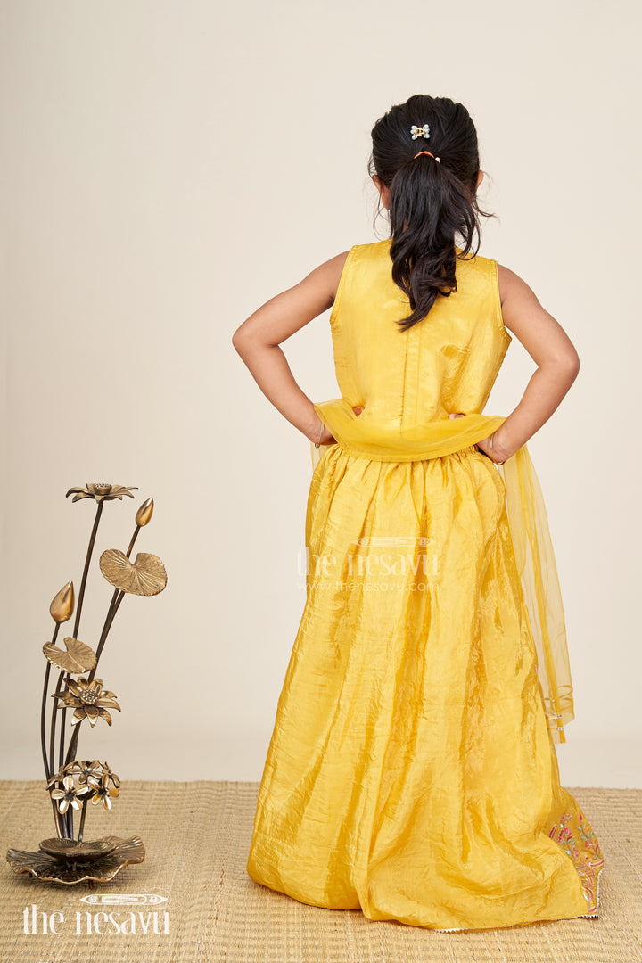 Girls mustard yellow lehenga choli for weddings and festive celebrations
