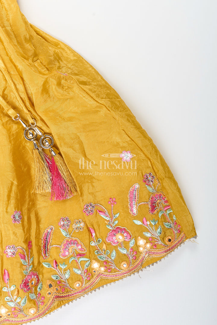 Girls mustard yellow lehenga choli for weddings and festive celebrations