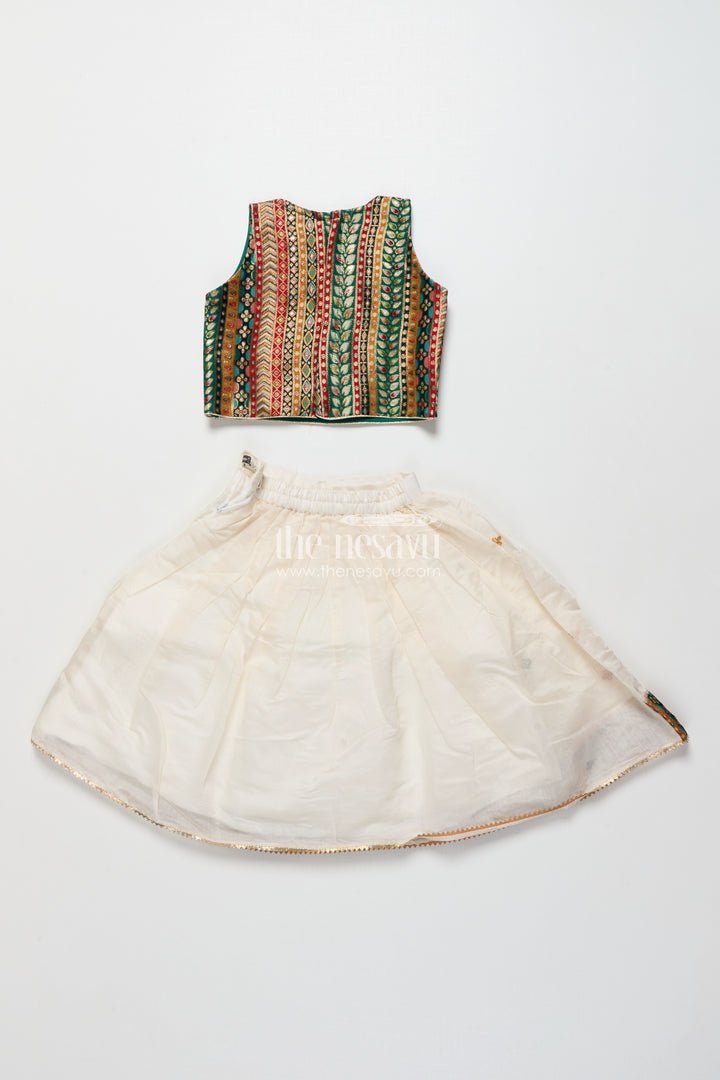 Girls georgette lehenga choli with embroidered blouse and festive tassels