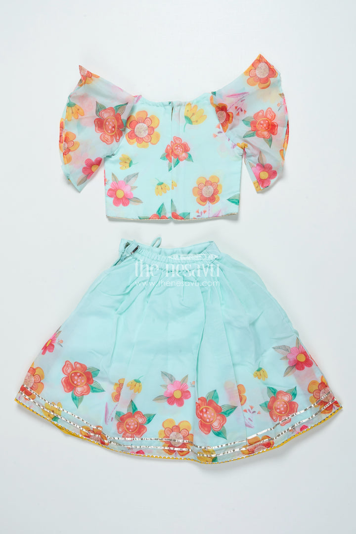 Organza Lehenga Choli Set for Girls with Floral Print for Birthdays and Photoshoots