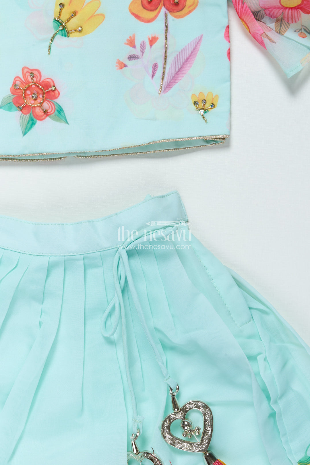 Organza Lehenga Choli Set for Girls with Floral Print for Birthdays and Photoshoots