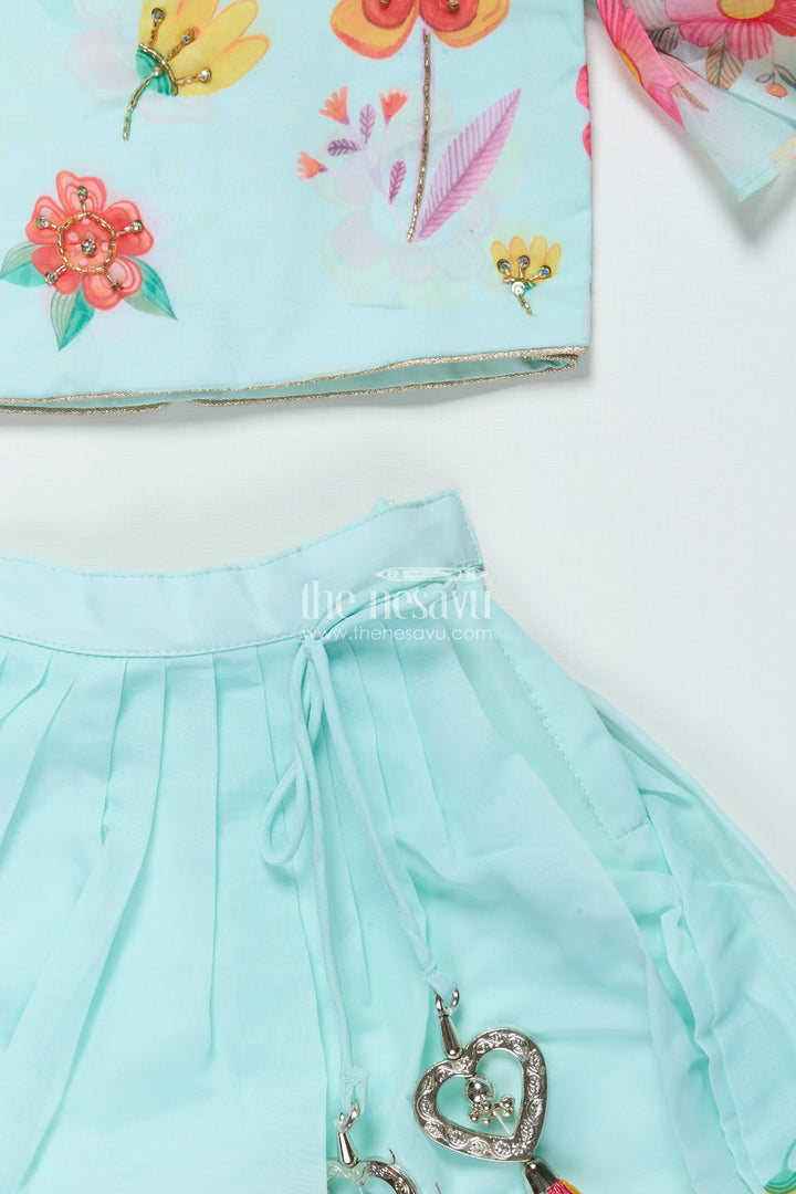 Organza Lehenga Choli Set for Girls with Floral Print for Birthdays and Photoshoots