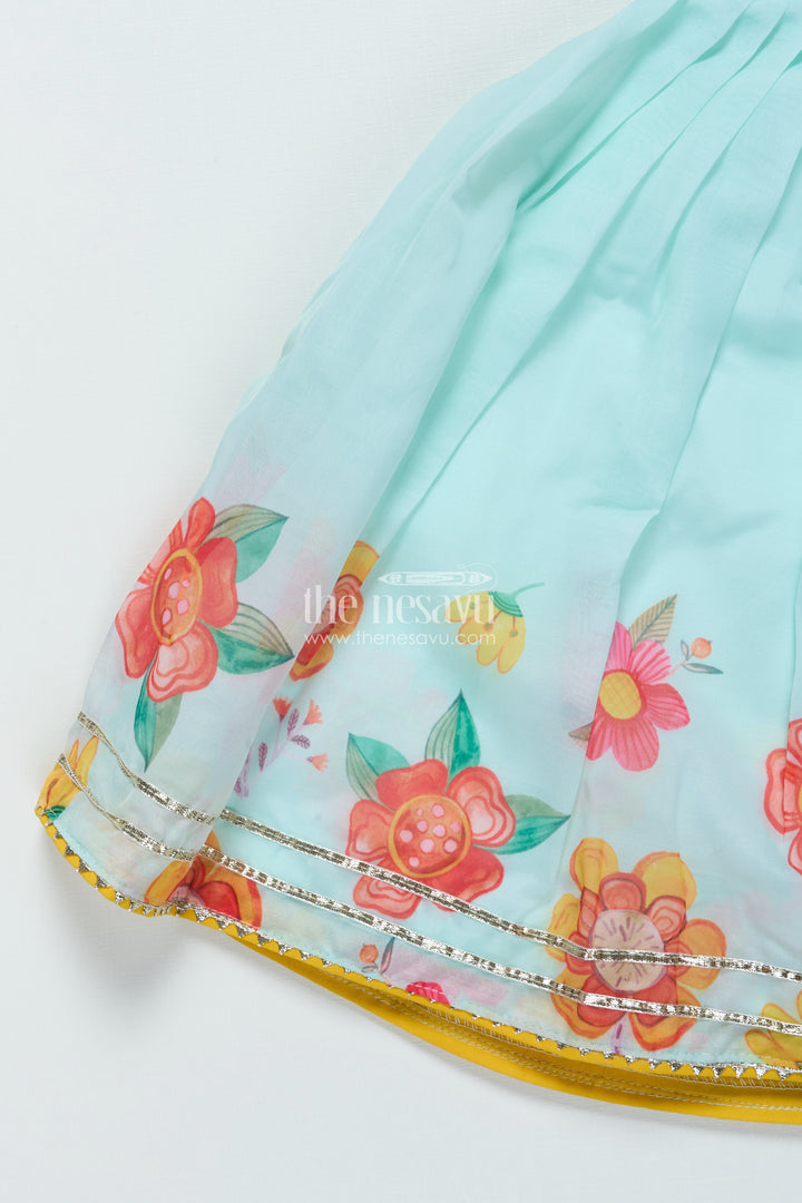 Organza Lehenga Choli Set for Girls with Floral Print for Birthdays and Photoshoots