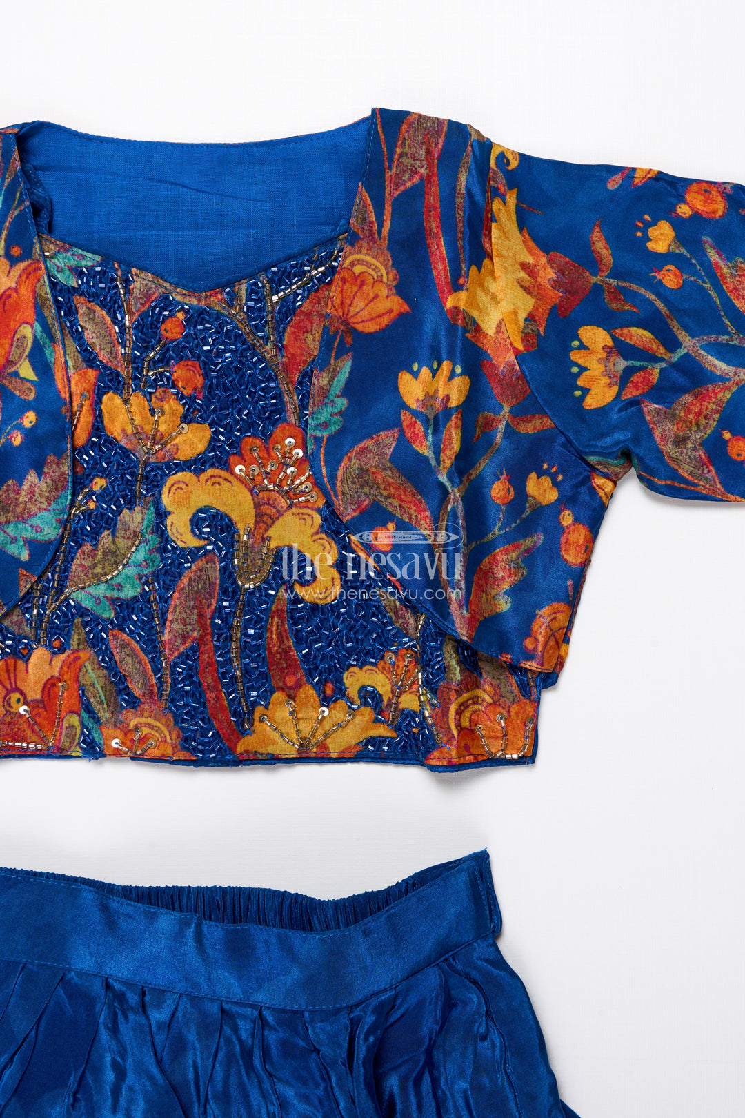 Embroidered lehenga set for girls with digital print for birthdays and dance events