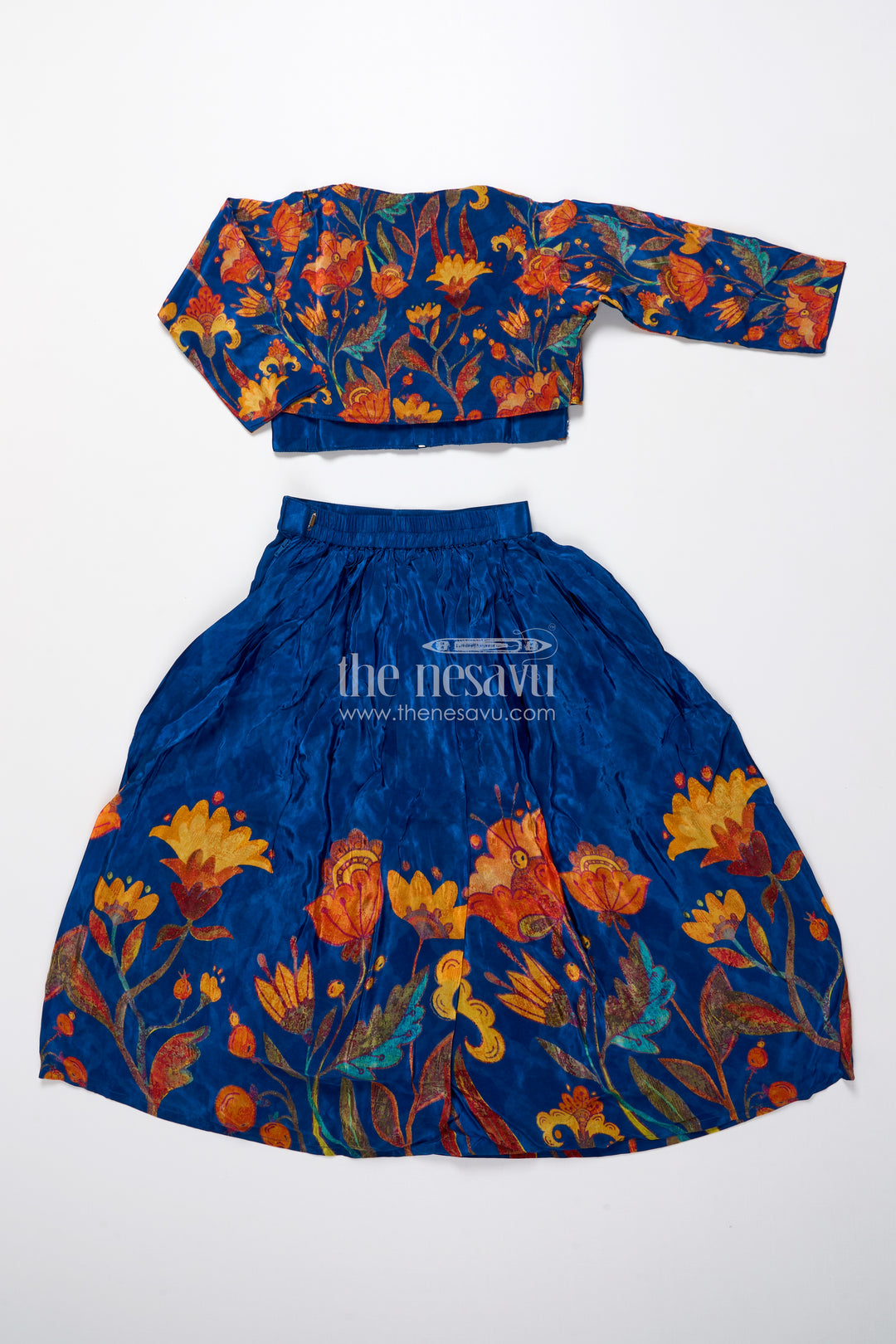 Embroidered lehenga set for girls with digital print for birthdays and dance events