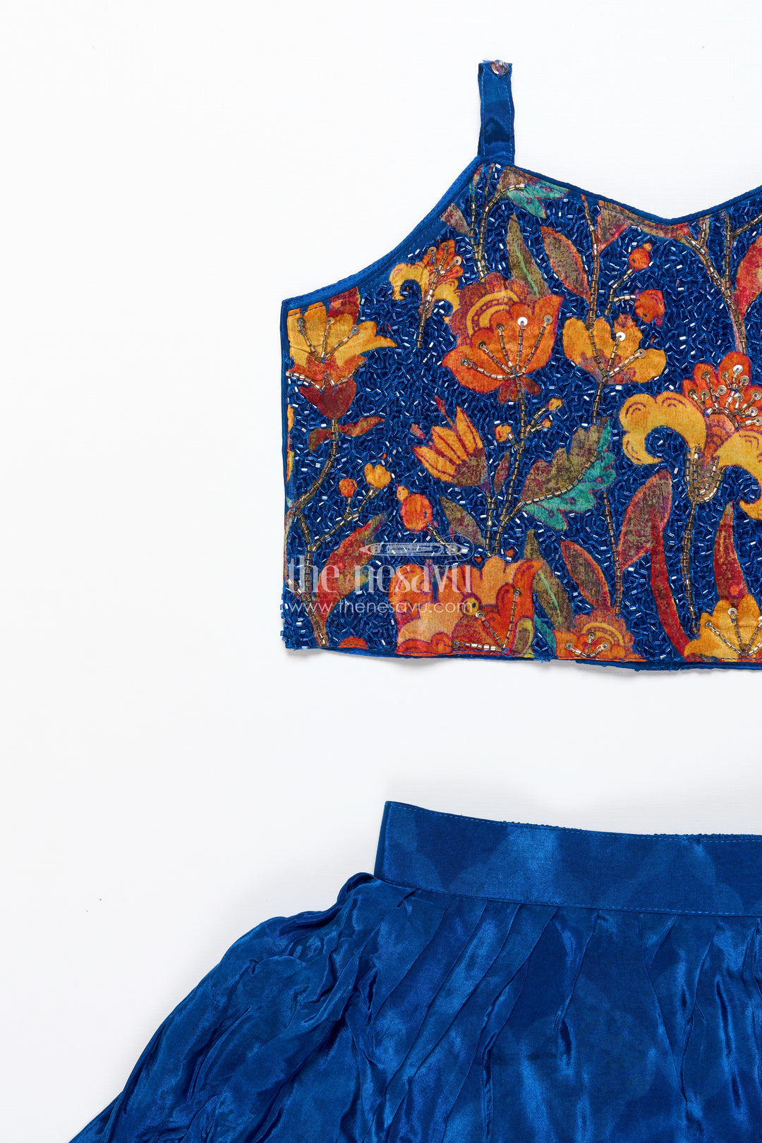 Embroidered lehenga set for girls with digital print for birthdays and dance events
