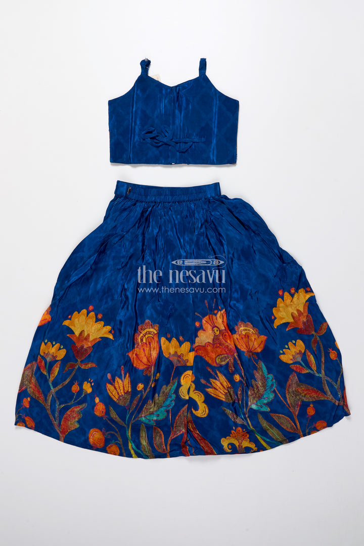 Embroidered lehenga set for girls with digital print for birthdays and dance events