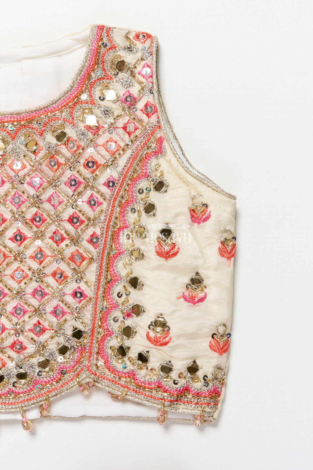 Girls viscose silk lehenga choli with embroidered yoke and festive design
