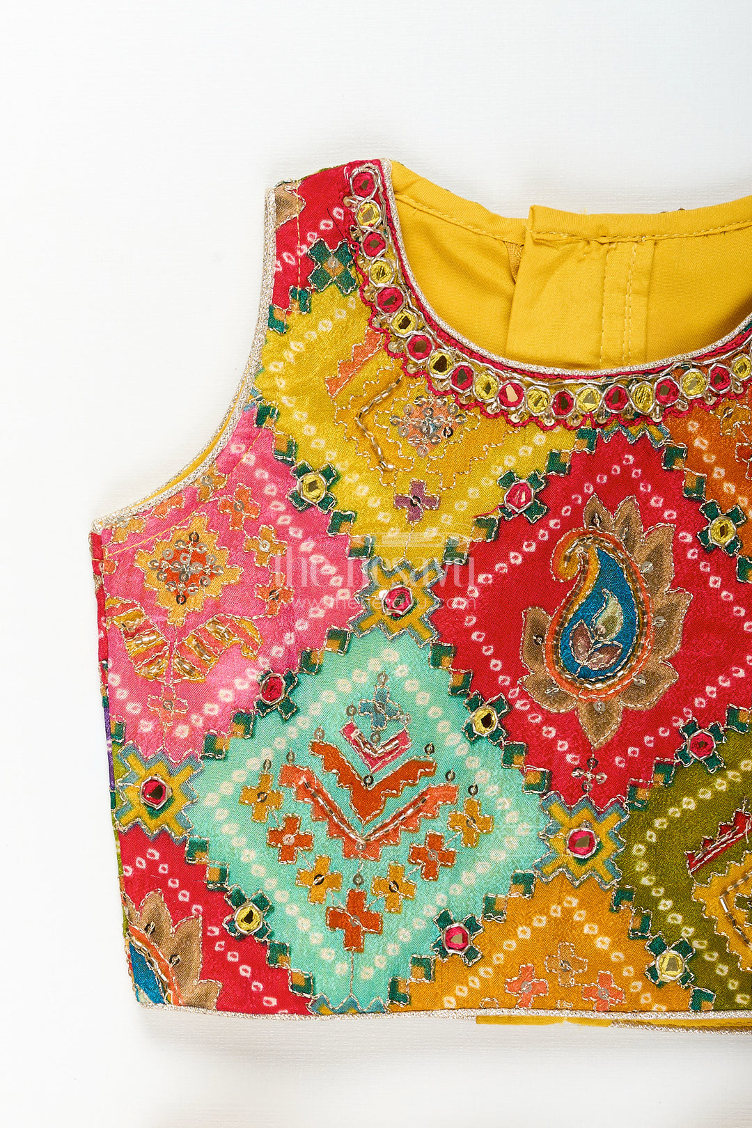 Girls multicolor lehenga choli with mirror work for Navratri and weddings