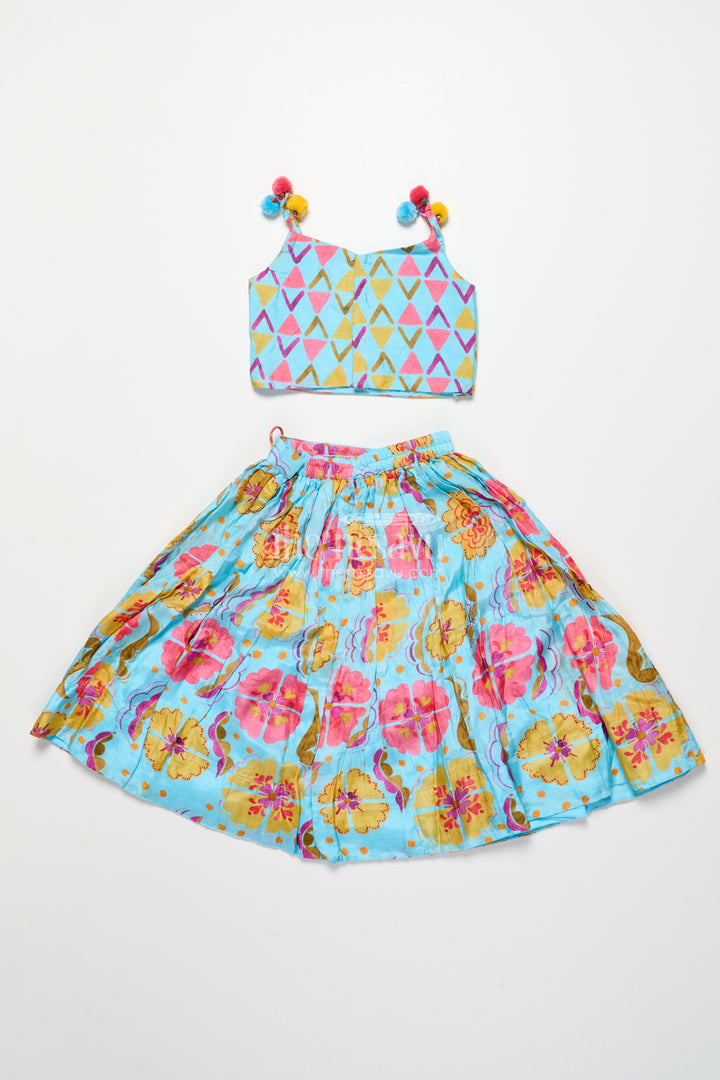 Girls Printed Lehenga Choli Set with Matching Dupatta for Celebrations