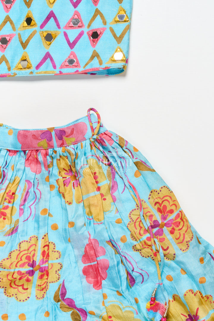 Girls Printed Lehenga Choli Set with Matching Dupatta for Celebrations