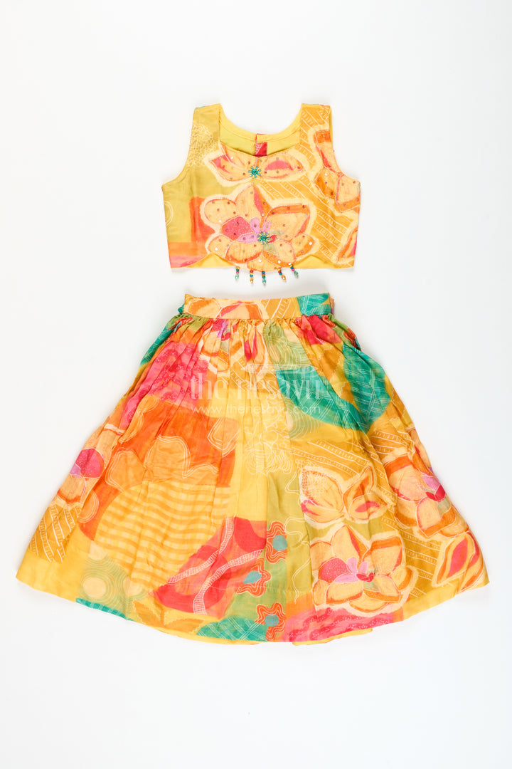 Girls digital print lehenga choli in muslin silk for festivals and school events
