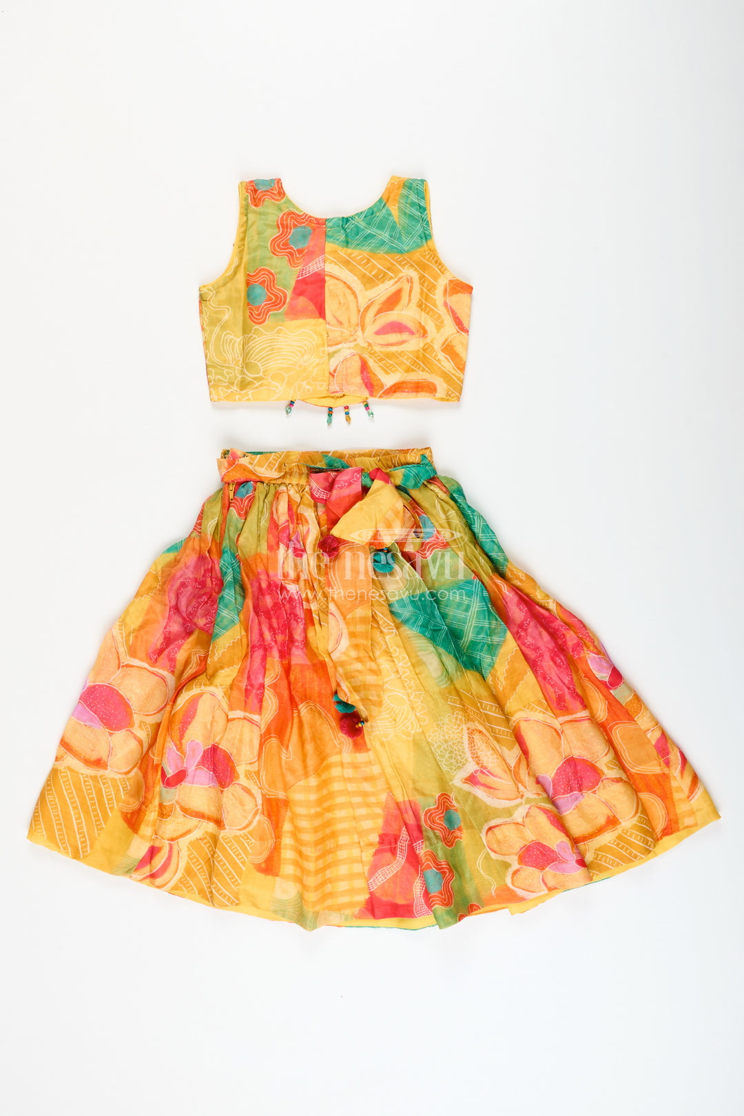 Girls digital print lehenga choli in muslin silk for festivals and school events