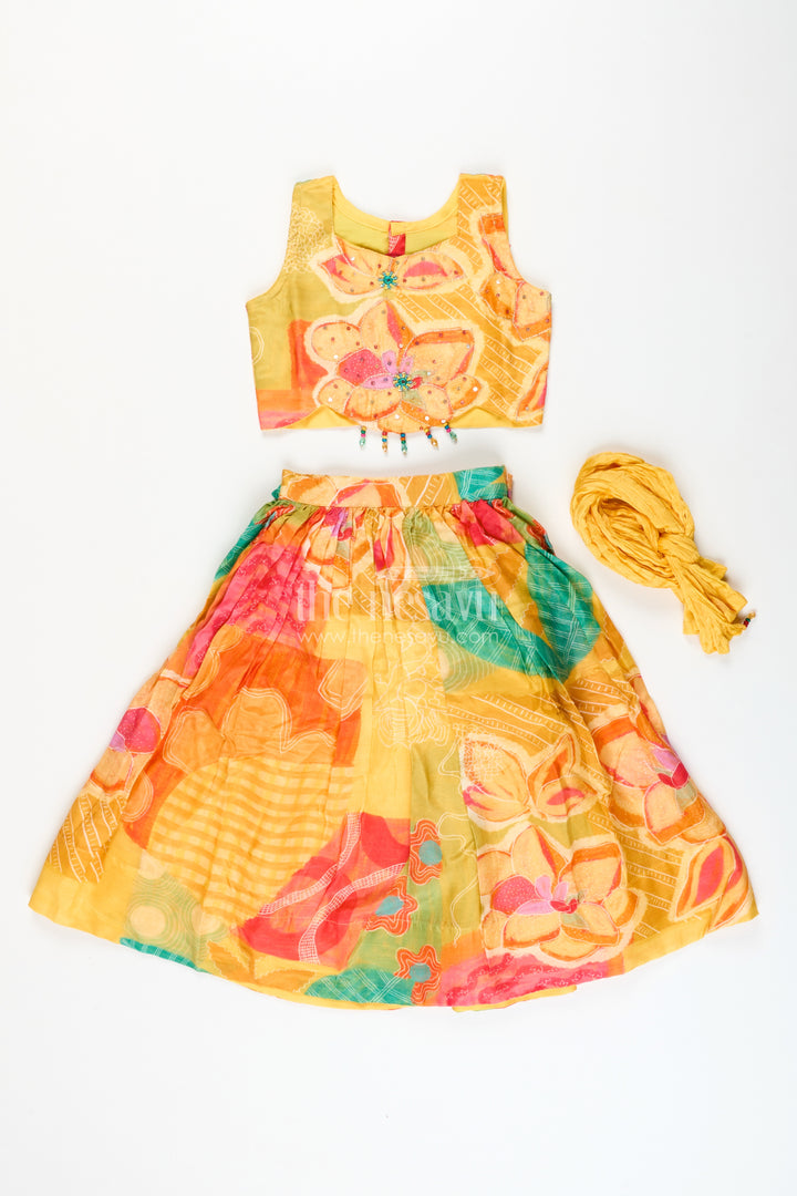 Girls digital print lehenga choli in muslin silk for festivals and school events