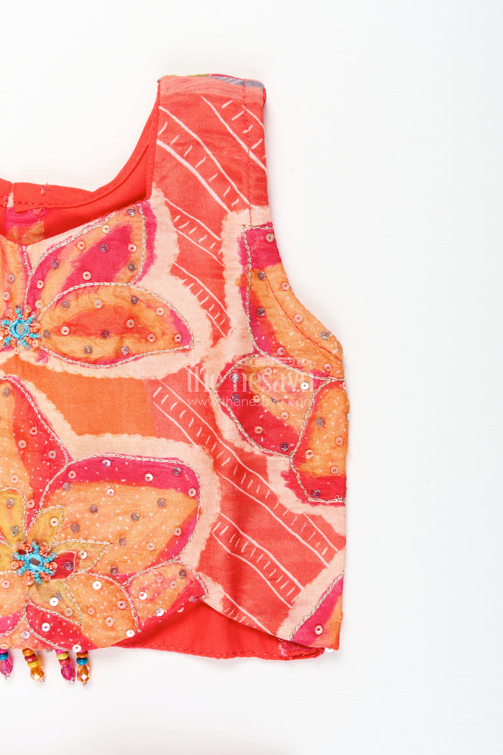 Muslin silk lehenga choli for girls with vibrant print for festive dressing