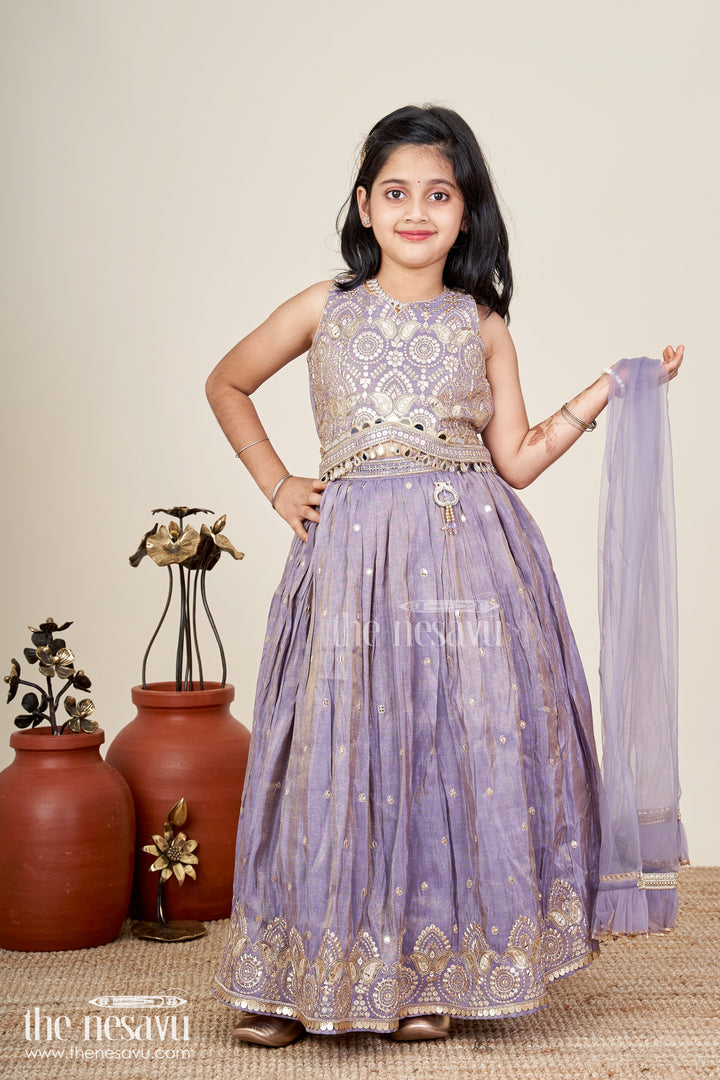 Girls Lehenga Choli With Shimmer Embroidery For Festive Weddings