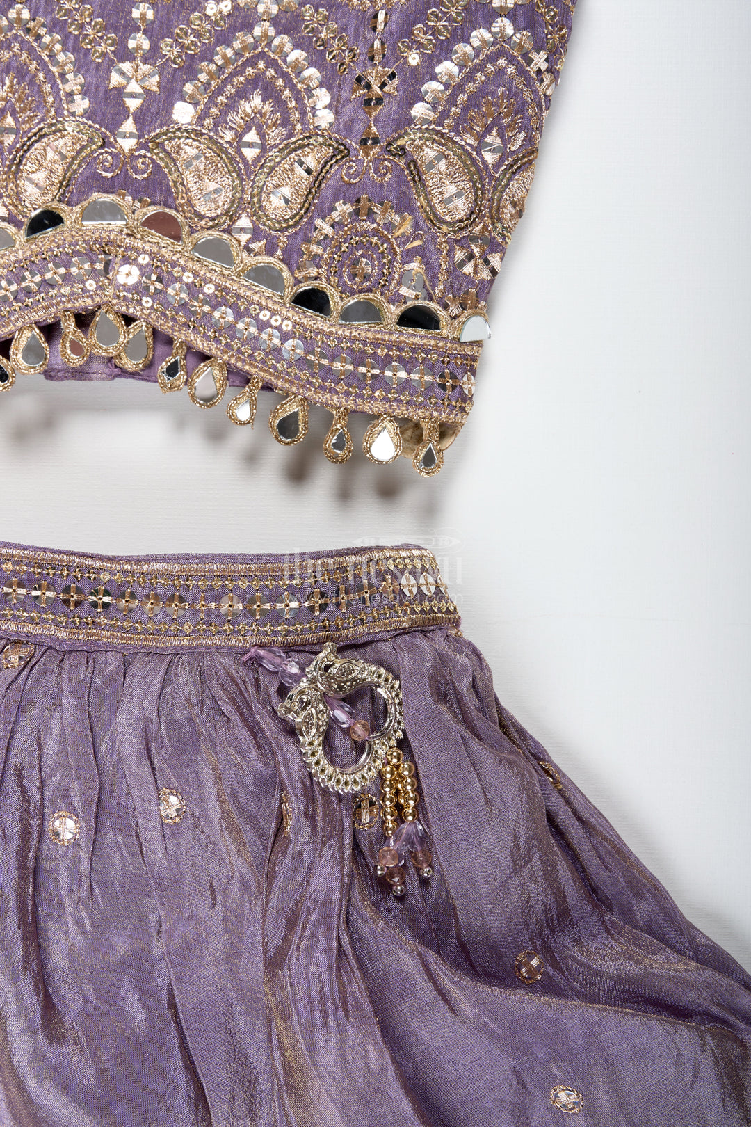 Girls Lehenga Choli With Shimmer Embroidery For Festive Weddings