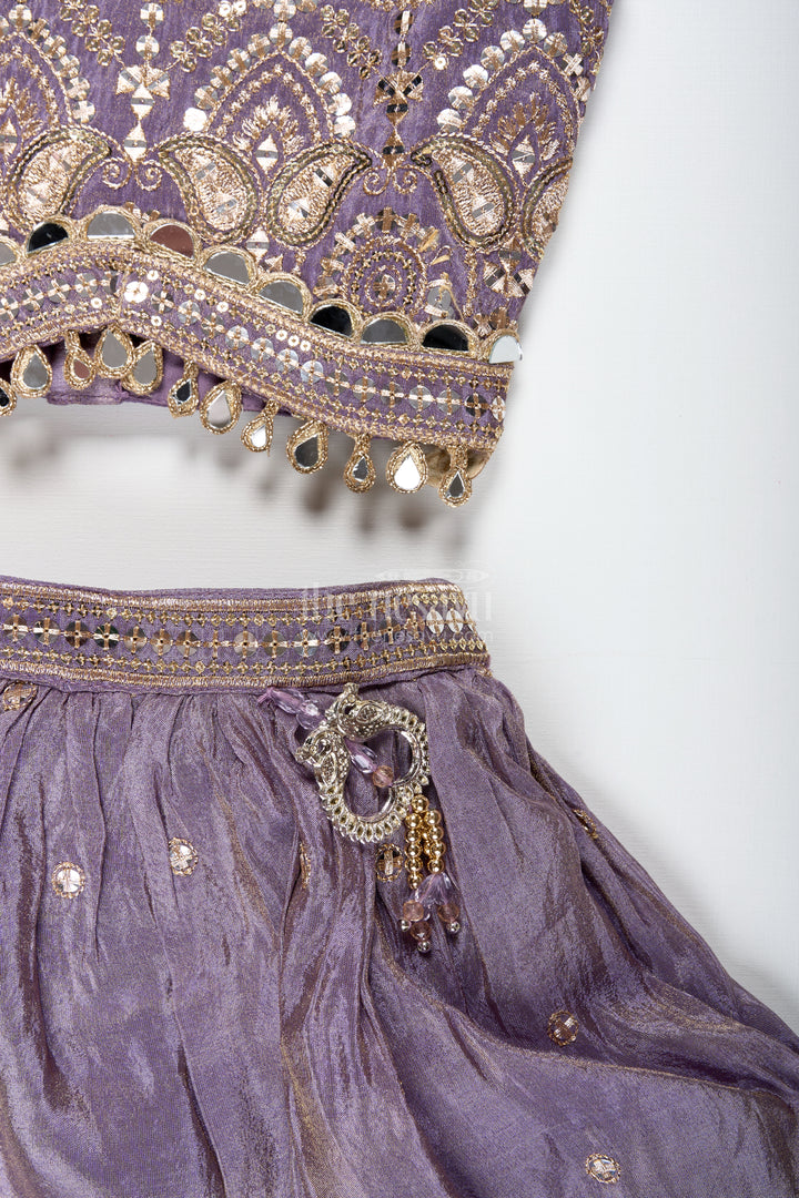 Girls Lehenga Choli With Shimmer Embroidery For Festive Weddings