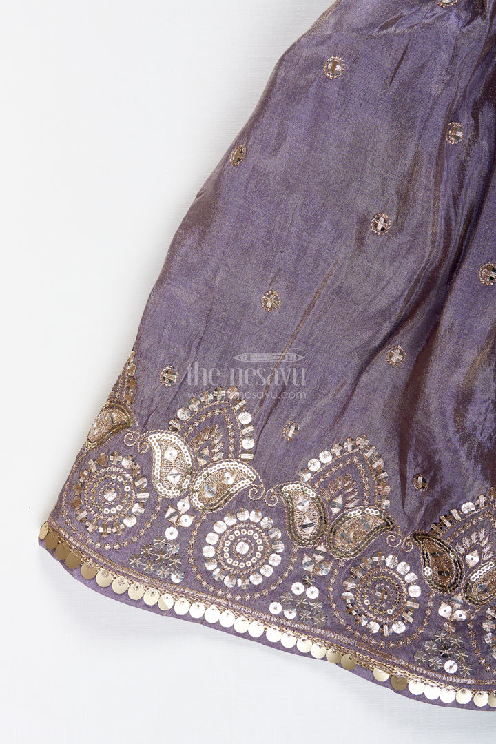 Girls Lehenga Choli With Shimmer Embroidery For Festive Weddings