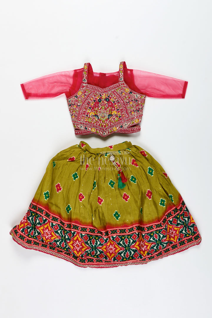 Girls Lehenga Choli With Digital Print For Navratri And Festive Occasions