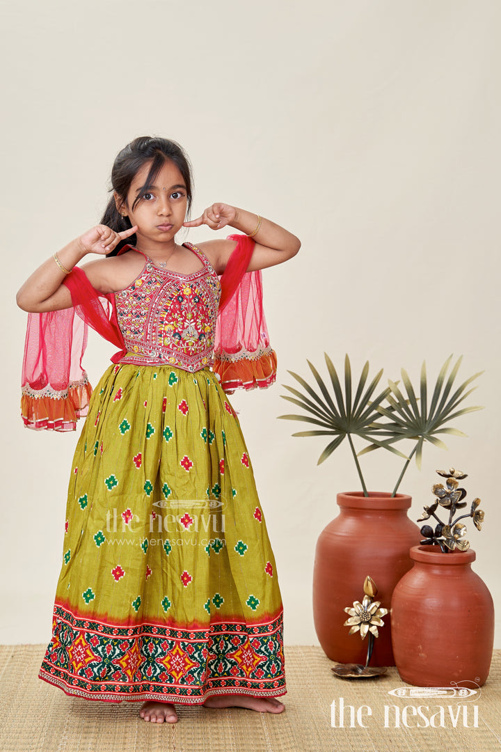 Girls Lehenga Choli With Digital Print For Navratri And Festive Occasions