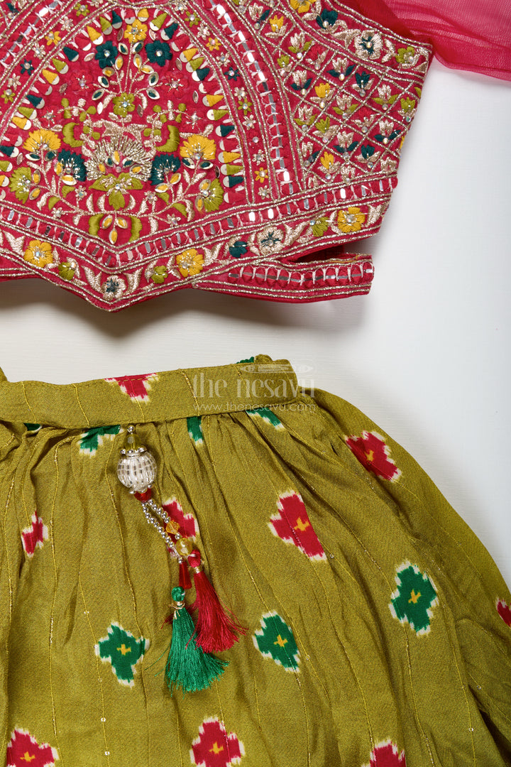 Girls Lehenga Choli With Digital Print For Navratri And Festive Occasions