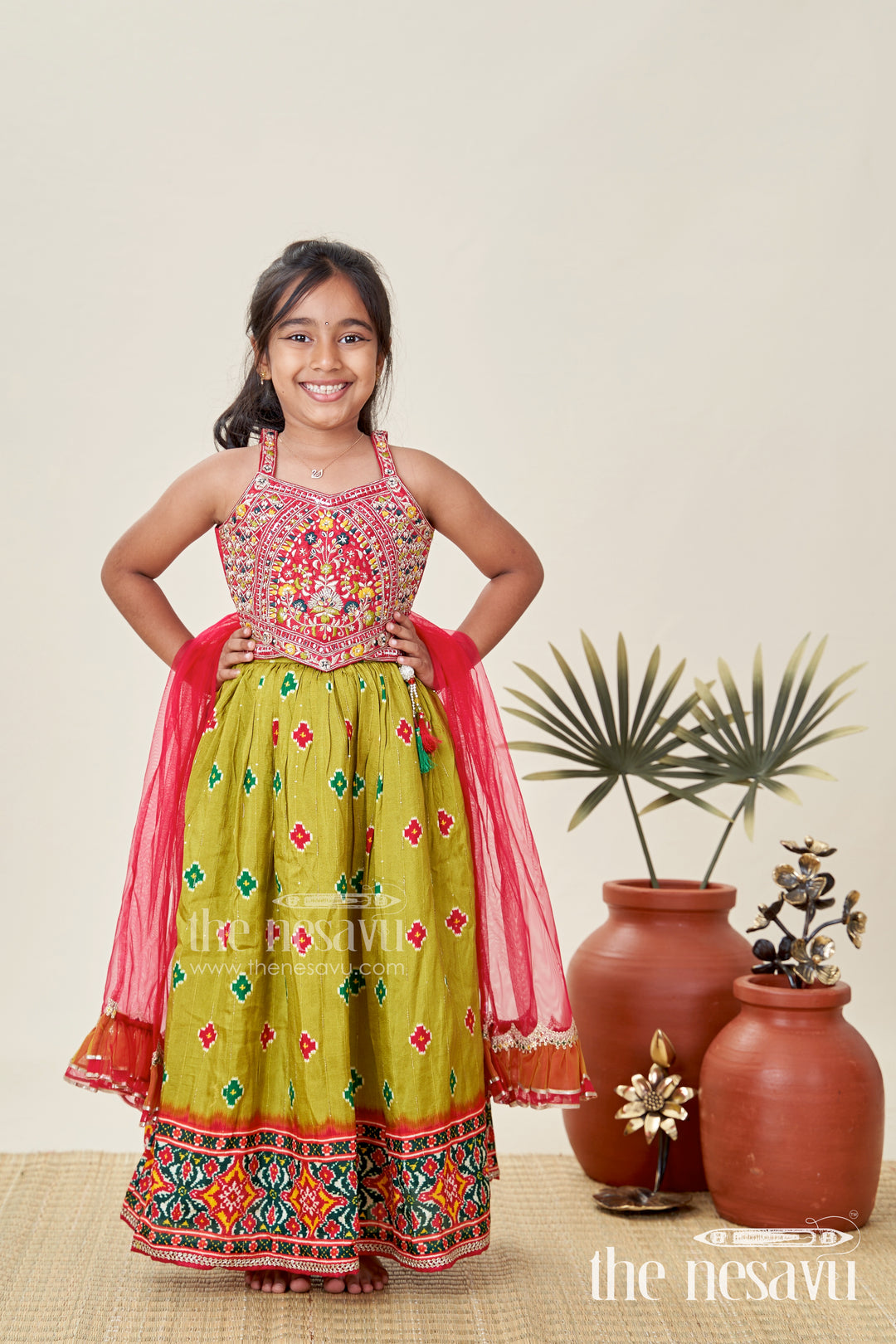 Girls Lehenga Choli With Digital Print For Navratri And Festive Occasions