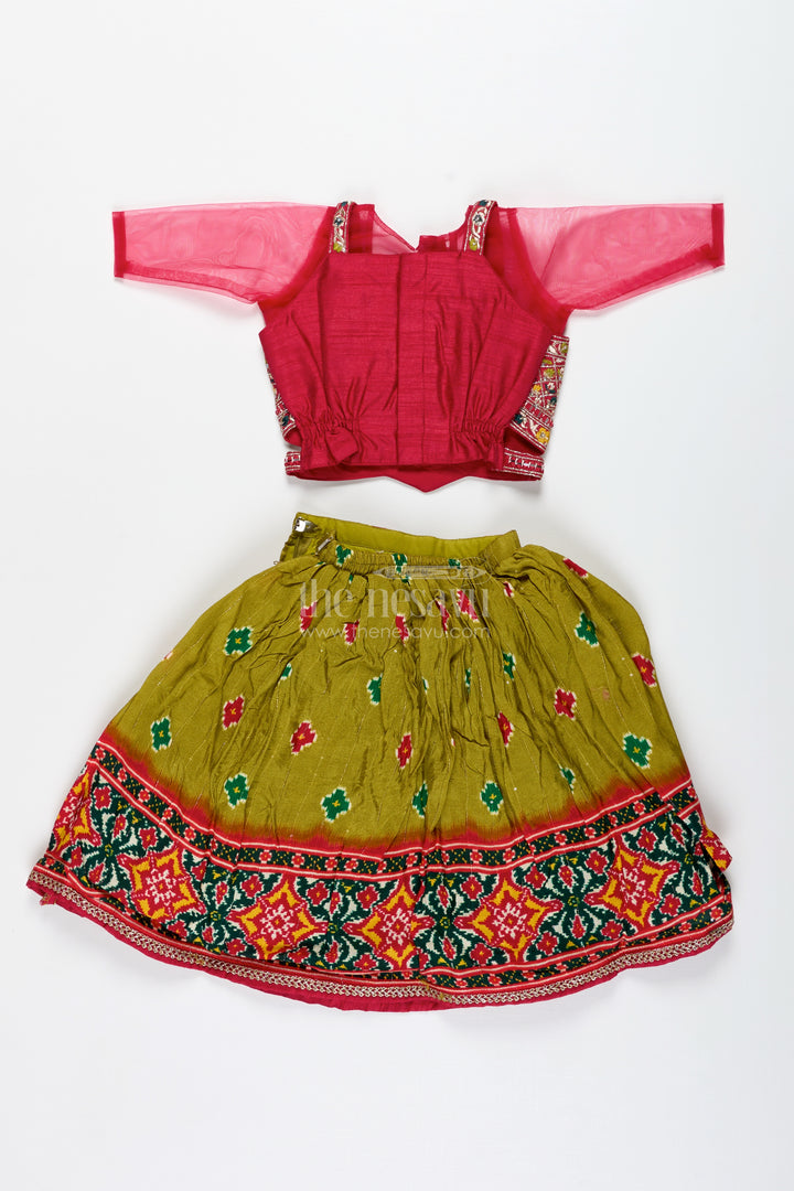 Girls Lehenga Choli With Digital Print For Navratri And Festive Occasions