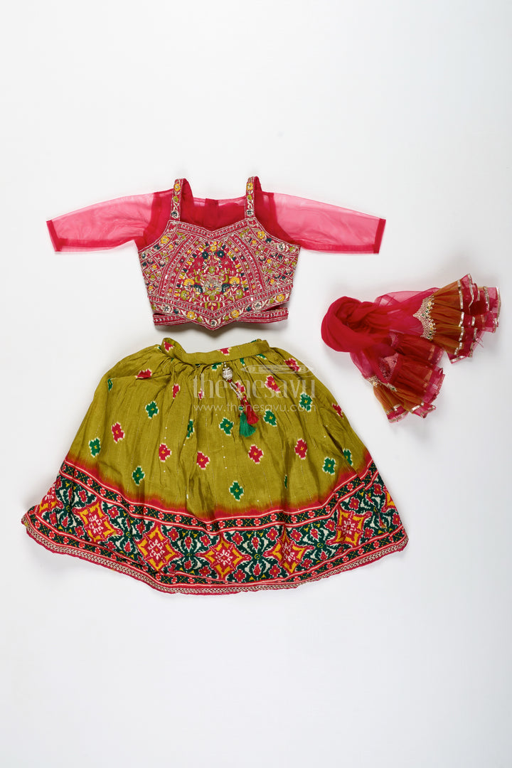 Girls Lehenga Choli With Digital Print For Navratri And Festive Occasions
