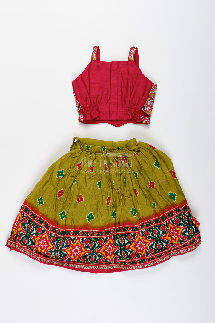Girls Lehenga Choli With Digital Print For Navratri And Festive Occasions