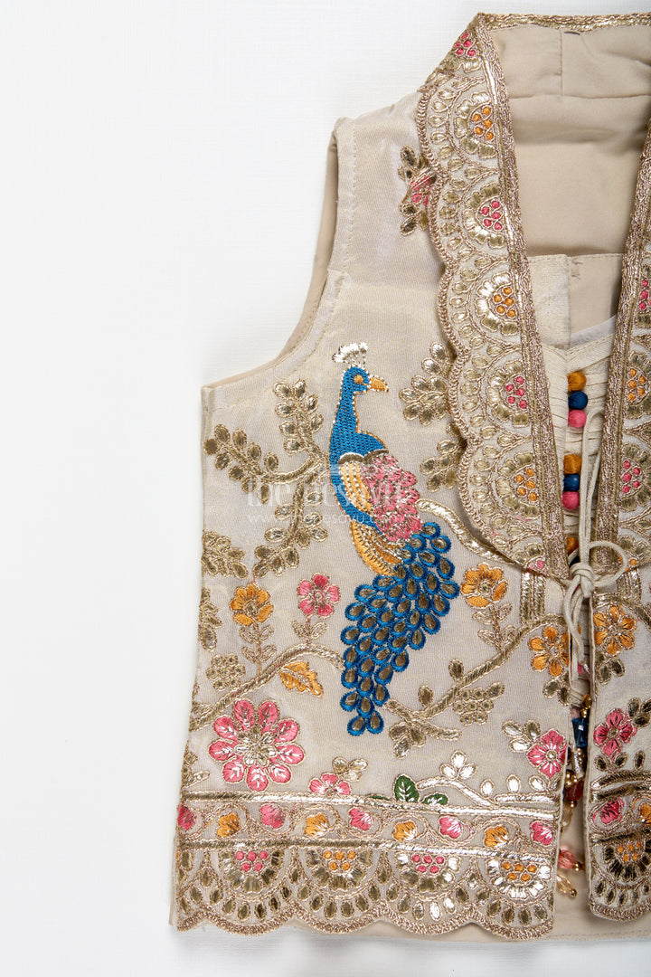 Shimmer Embroidered Lehenga Choli For Girls Festive Wedding Wear With Peacock Motifs
