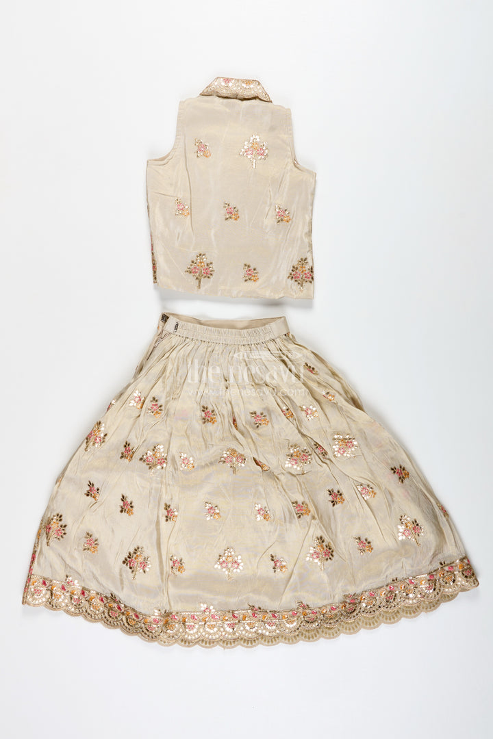 Shimmer Embroidered Lehenga Choli For Girls Festive Wedding Wear With Peacock Motifs