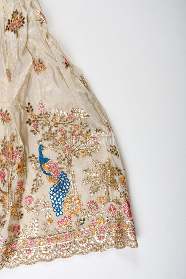 Shimmer Embroidered Lehenga Choli For Girls Festive Wedding Wear With Peacock Motifs