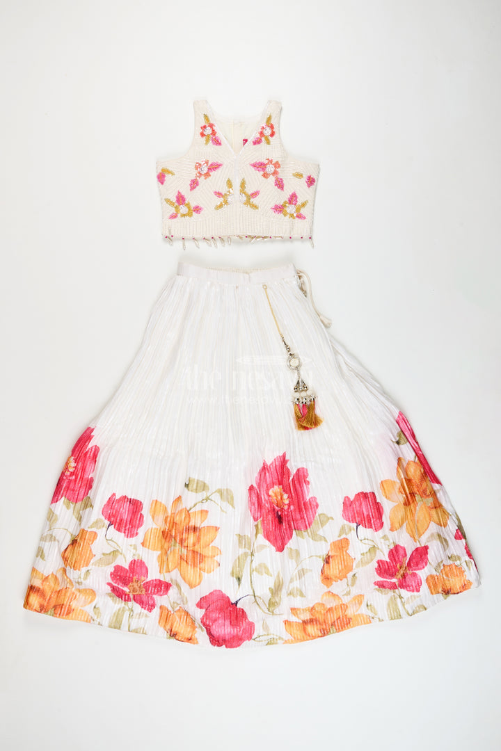 Girls floral lehenga choli set for birthdays and festive functions