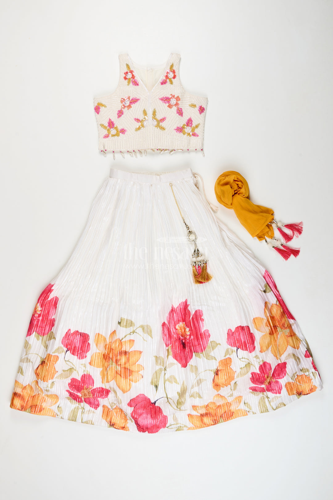 Girls floral lehenga choli set for birthdays and festive functions