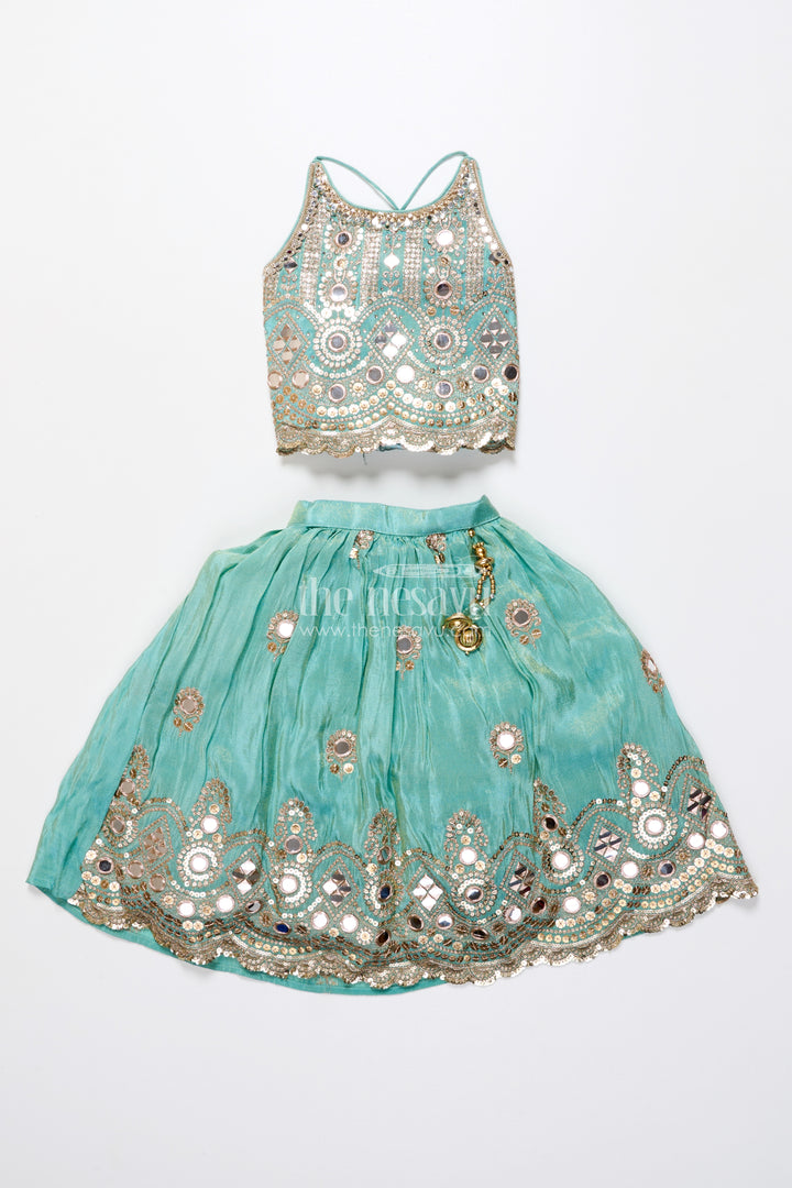 Mirror work lehenga choli for baby girl for weddings and birthdays