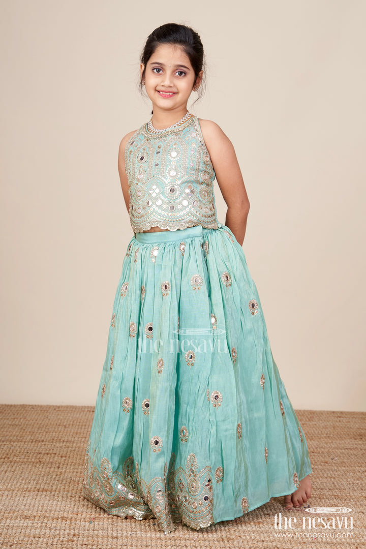 Mirror work lehenga choli for baby girl for weddings and birthdays