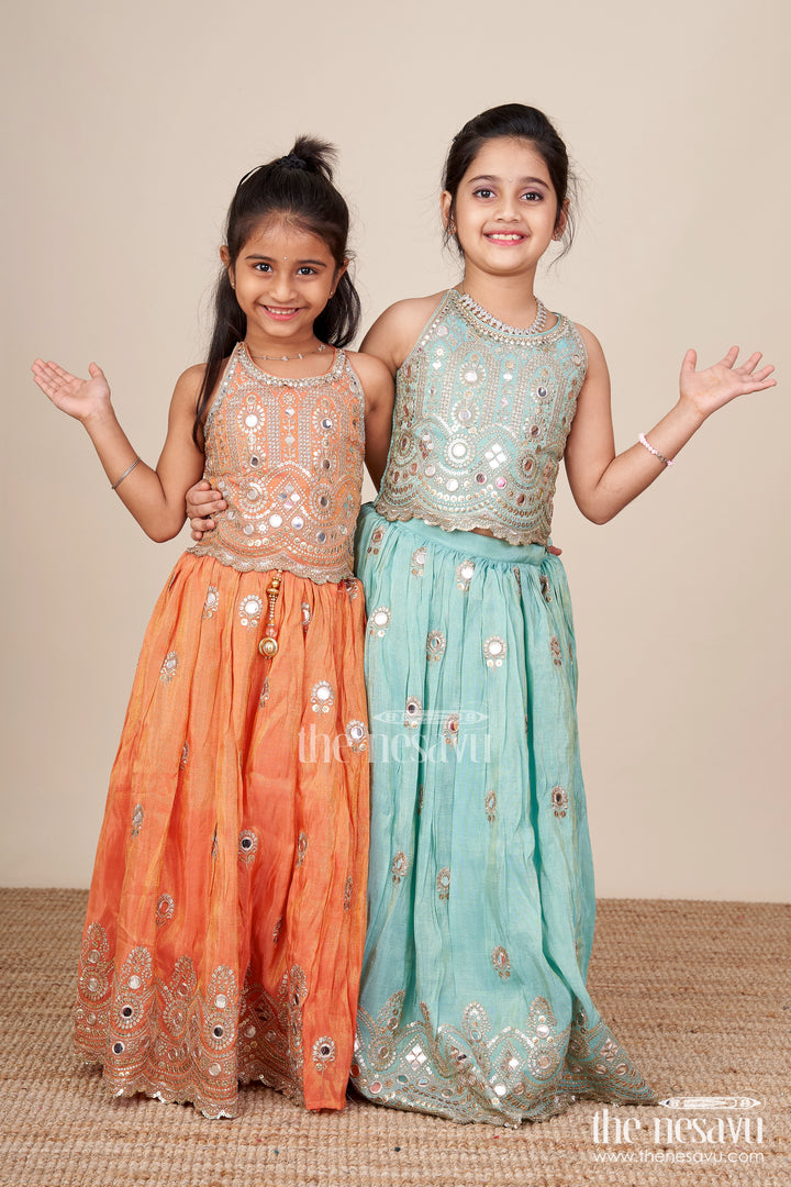 Mirror work lehenga choli for baby girl for weddings and birthdays
