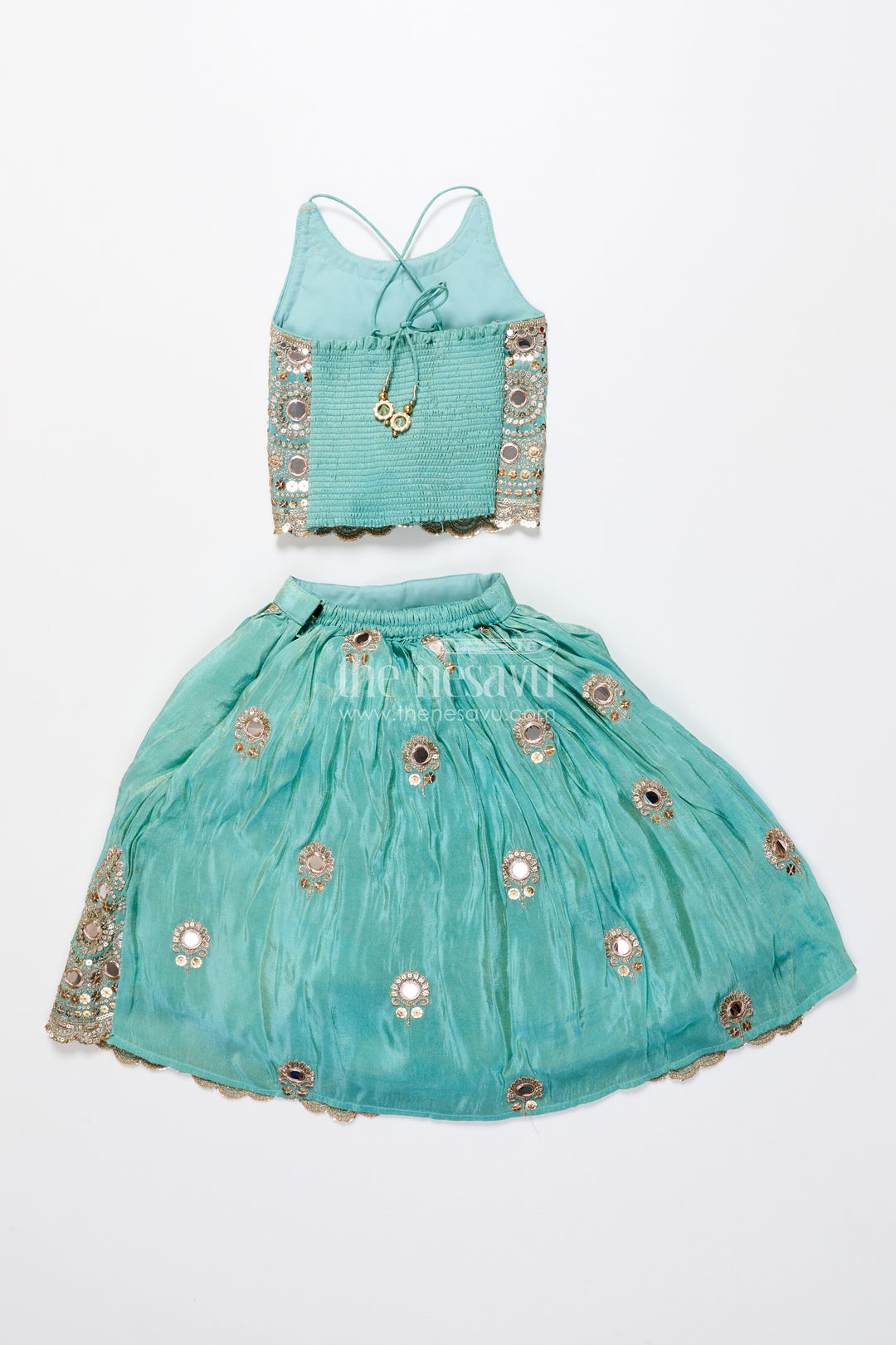 Mirror work lehenga choli for baby girl for weddings and birthdays
