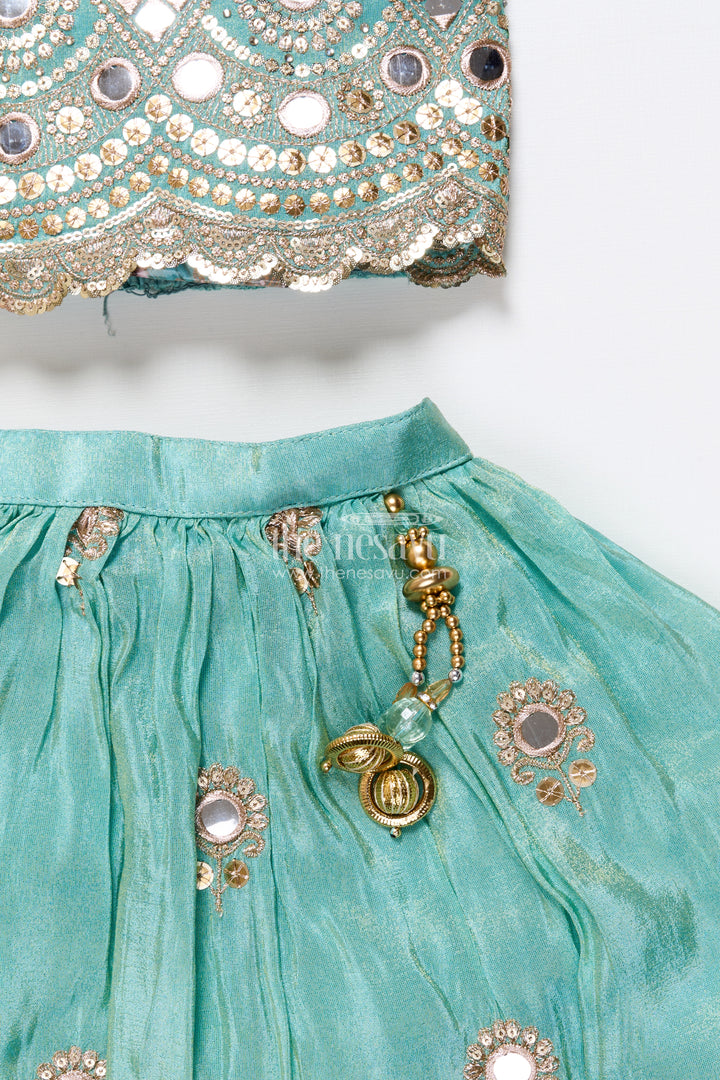 Mirror work lehenga choli for baby girl for weddings and birthdays