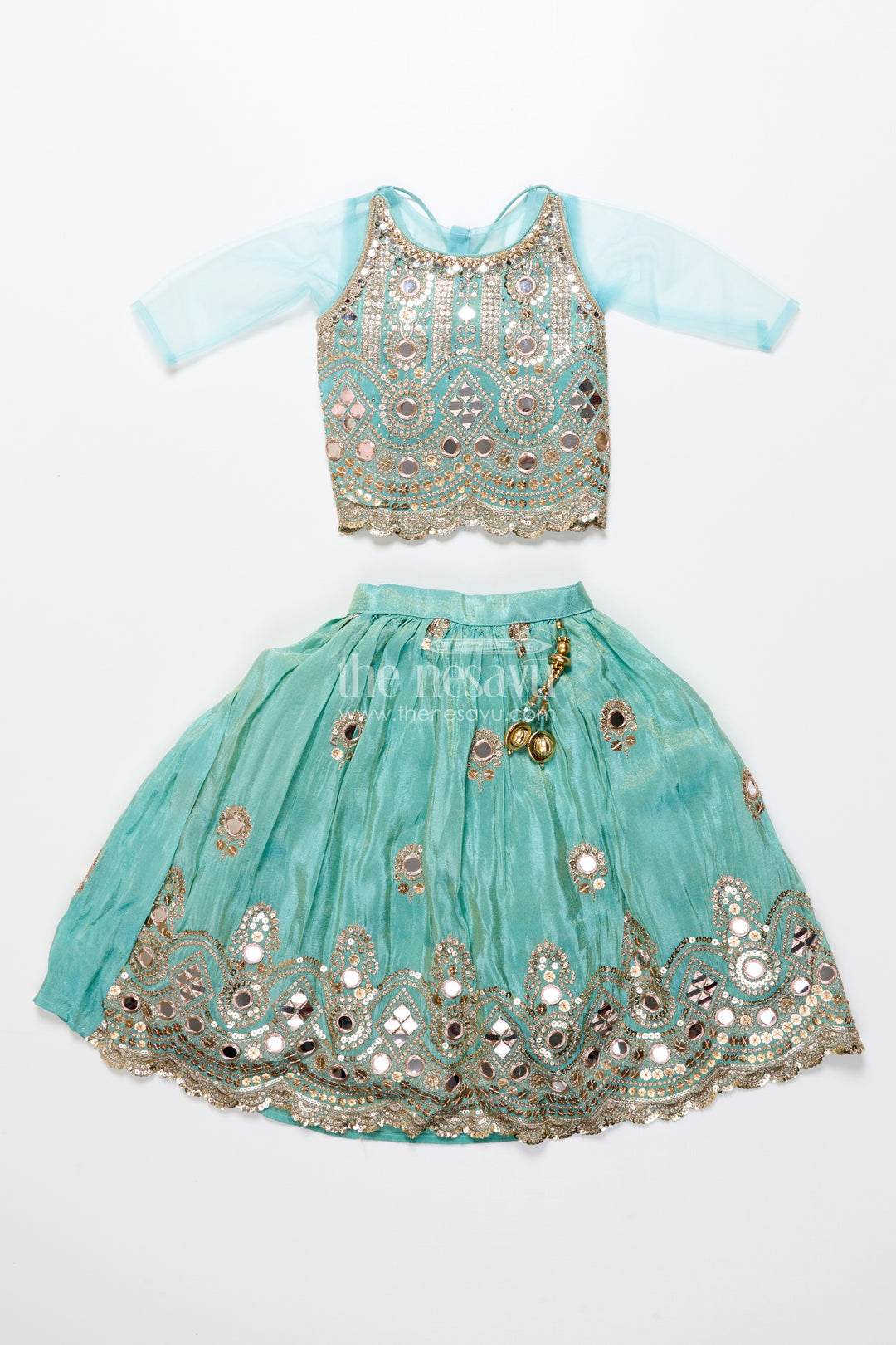Mirror work lehenga choli for baby girl for weddings and birthdays